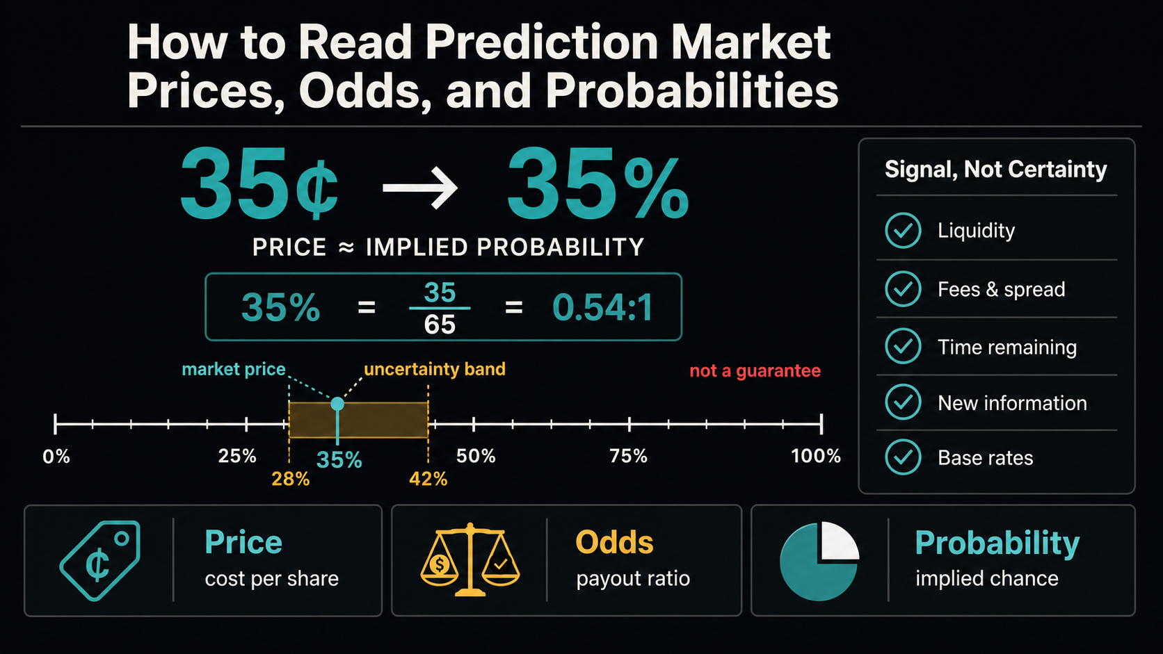How to Read Prediction Market Prices, Odds, and Probabilities